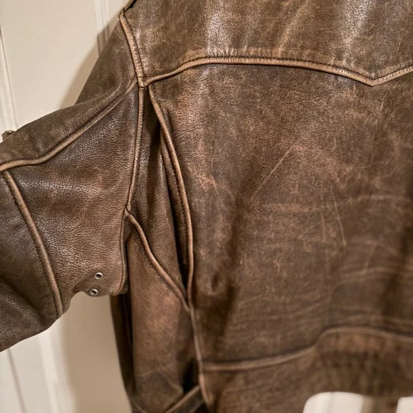 Vintage 90’s Men’s Brown Leather Bomber Jacket - Picture 6 of 16